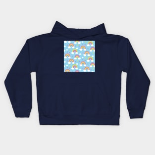 Light Blue Rainbows and Stars Kids Hoodie